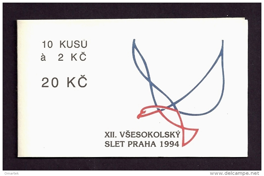 Czech Republic 1994 MNH ** Mi 47 Sc 2926 12th Sokol Congres In Prague. Plate Flaw DV13/2 Booklet. Tschechische Republik - Unused Stamps