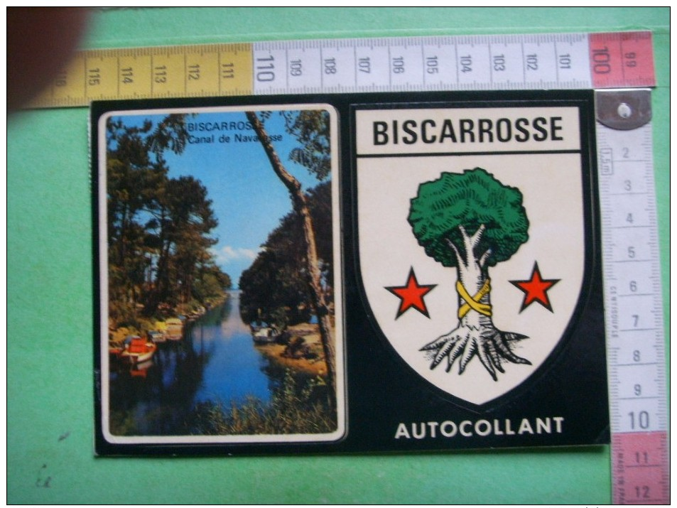 39) 40 : Biscarrosse : Autocollant  : Canal De Navarosse , Armoiries   : Recto-verso - Biscarrosse