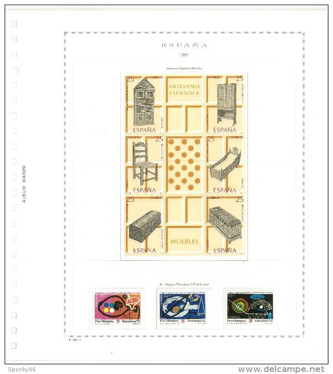 LOTTO SPAGNA - COLLEZIONE COMPLETA -  ANNO 1991 + SERVIZI E FOGLIETTI COME DA FOTOGRAFIE - - Collections