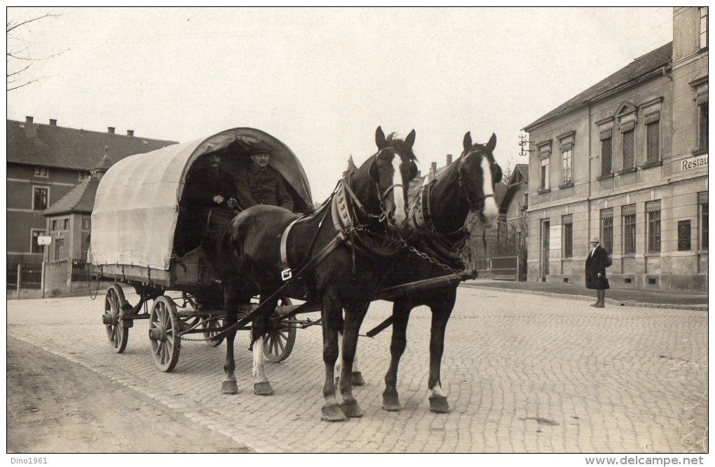 CPA 1801 - Carte Photo - Marchand Ambulant - Attelage De Chevaux - Laitier ?? - Marchands Ambulants