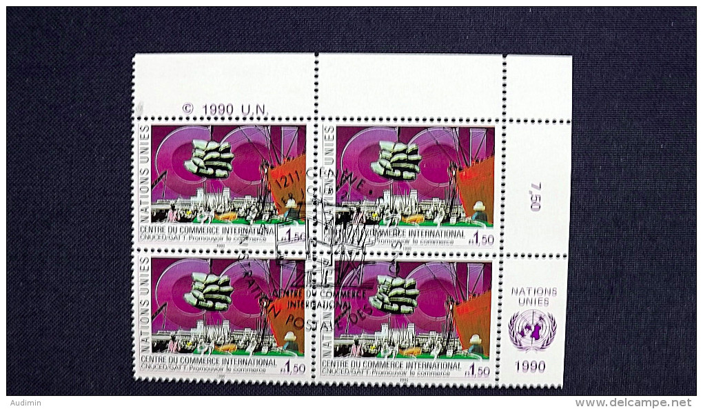 UNO-Genf 182 Eckrandviererblock ´B´, Oo/ESST, Internationales Handelszentrum (ITC) - Used Stamps