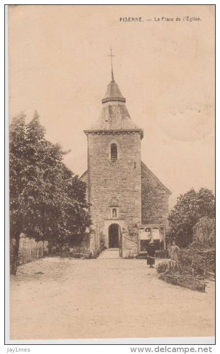 Cpa Fisenne Place De L'église Erezee Soy 1927 - Erezée