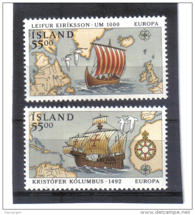 UPU1152  ISLAND  1992  Michl  762/63  Postfrisch ** ZÄHNUNG Siehe ABBILDUNG - Unused Stamps