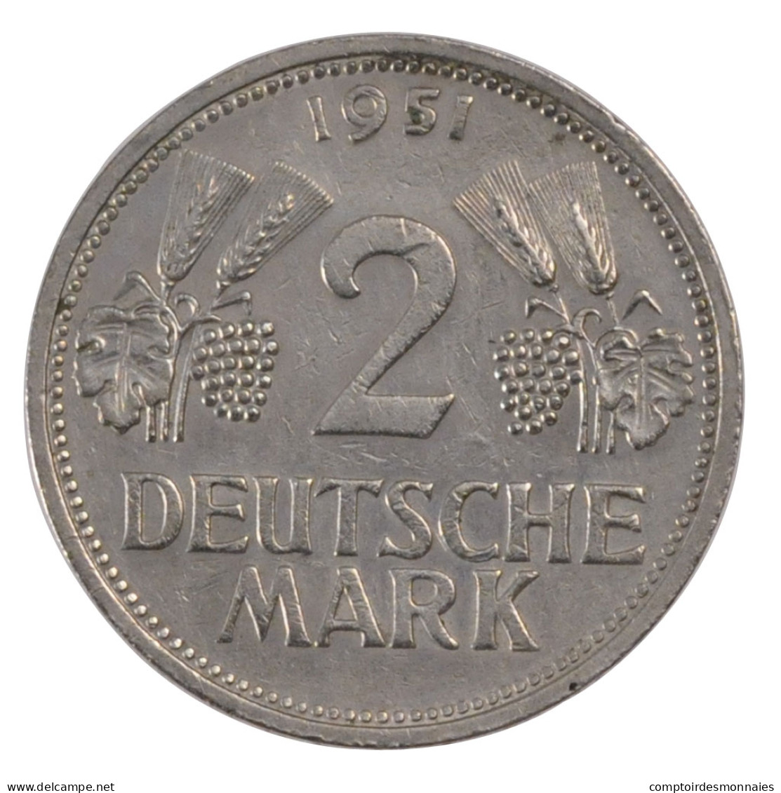 Monnaie, République Fédérale Allemande, 2 Mark, 1951, Stuttgart, TTB - 2 Mark