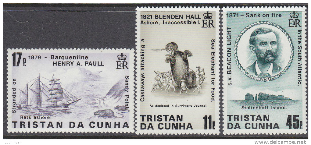 TRISTAN DA CUNHA, 1987 SHIPWRECKS 3 MNH - Tristan Da Cunha