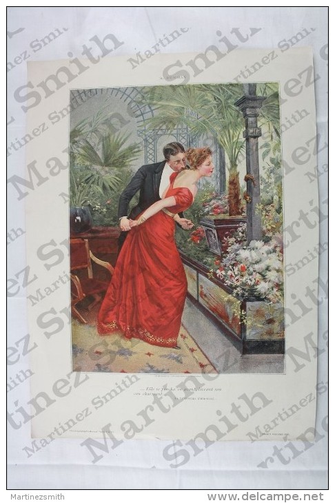 Antique Print Illustration Of S. Rejchan: Romantic Couple - Boussod, Valadon - Autres & Non Classés