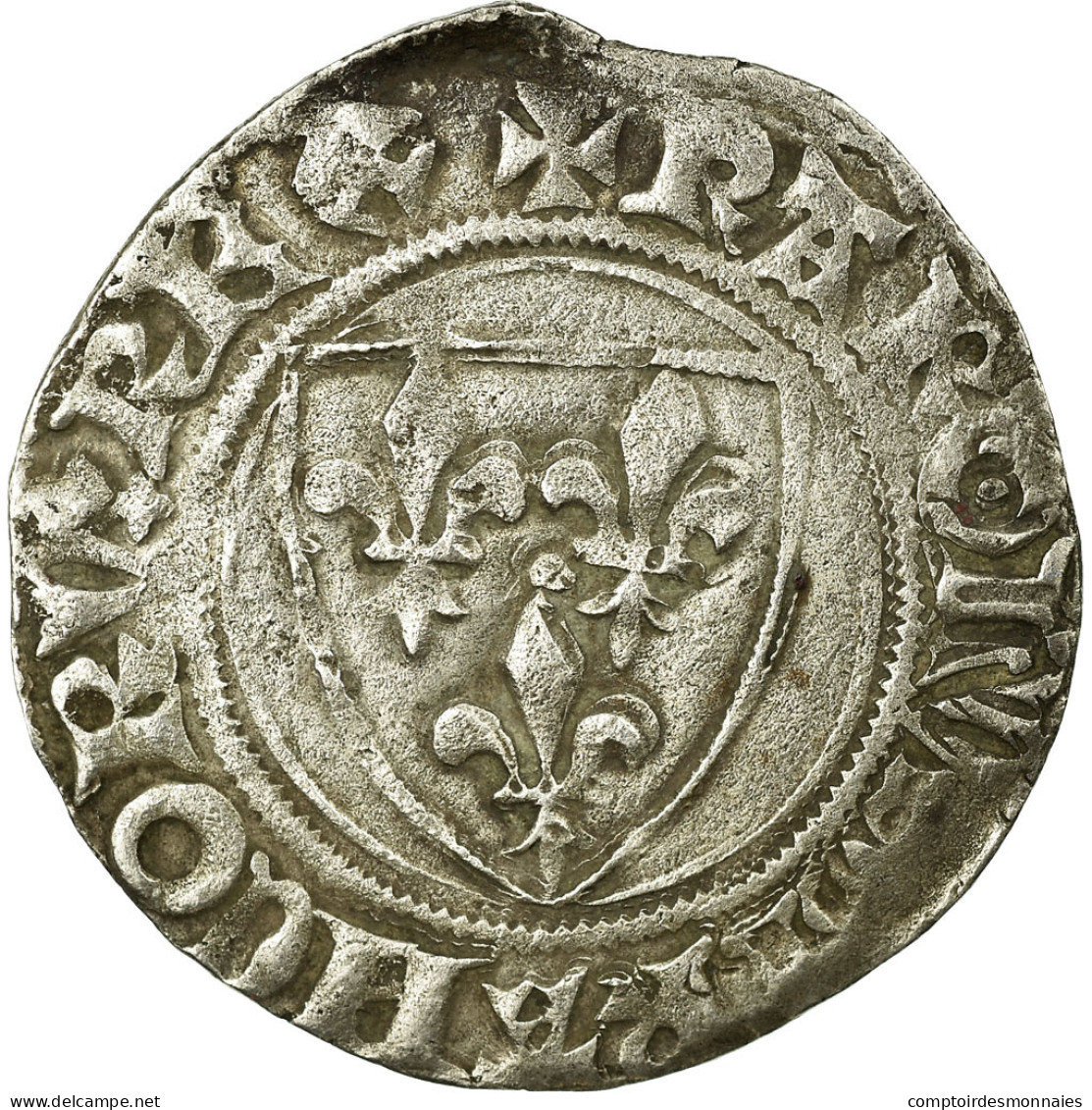 Monnaie, France, Blanc Guénar, Châlons-Sur-Marne, TTB, Argent, Duplessy:406A - 1380-1422 Charles VI Le Fol