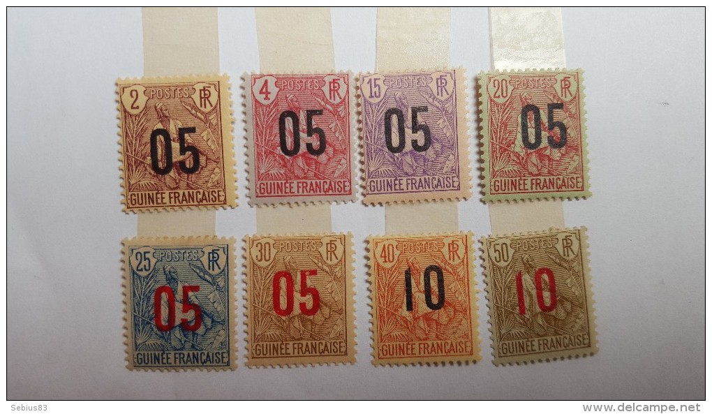 GUINEE:1912 Timbres De 1904 Surchargés Serie Complete N°55 A 62 Neuf* - Unused Stamps