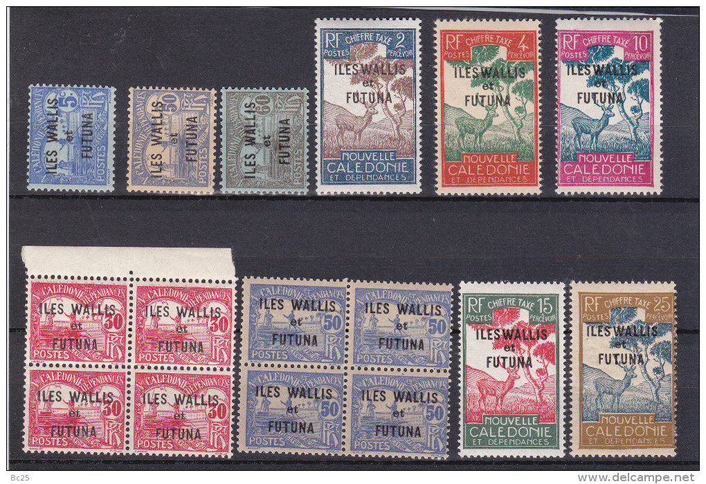 WALLIS ET FUTUNA-TAXE- 10 BEAUX TIMBRES NEUFS * * DONT 2 BLOCS DE 4 DE 1920 - Impuestos