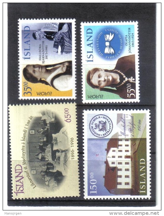 UPU1177  ISLAND  1996  Michl  844/45 + 854/55  Postfrisch **  ZÄHNUNG Siehe ABBILDUNG - Unused Stamps