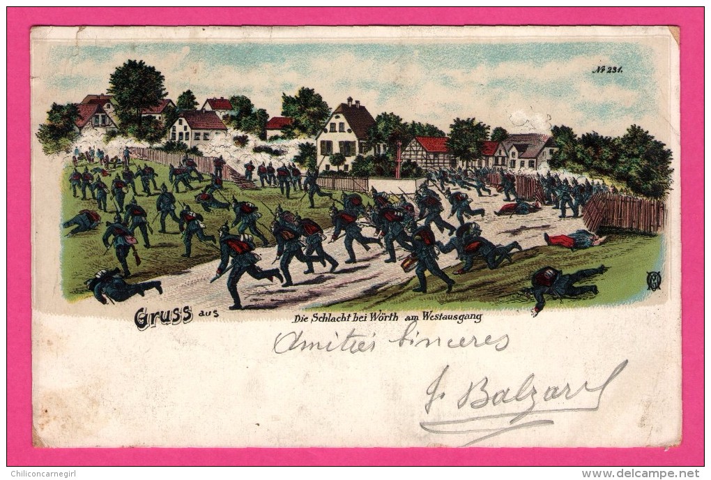 Litho - Gruss Aus Die Schlacht Bei Wörth Am Westausgang - Soldats Allemands - Militaires - A. LEVY - 1903 - Wörth