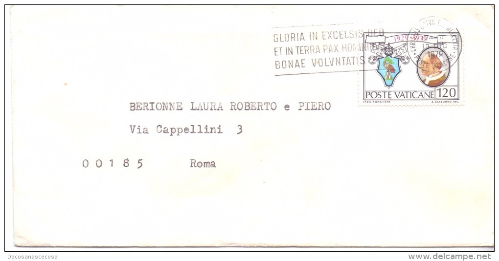 VATICANO - TIMBRO GLORIA IN EXCESIS DEO - 9X18 - LS - ANNO 1979 -  STORIA POSTALE - Franking Machines (EMA)