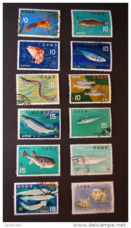 Japon - 1966-1967 Fish Serie - Complete Set  12 Stamps (used/oblitéré) - Oblitérés