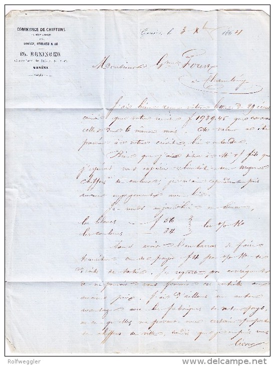 Brief  Genève 4.12.1864 Mit 40Rp Sitzende Helvetia Auf Brief Nach Chambéry - Briefe U. Dokumente