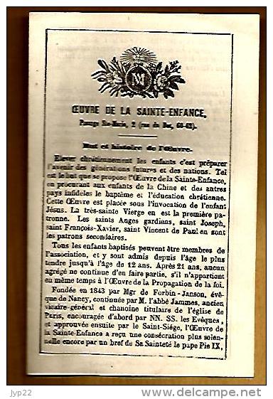 Image Pieuse Religieuse Holy Card Double - Oeuvre De La Sainte Enfance But Et Histoire - Imp. Dupont Paris - 1869 ? - Images Religieuses