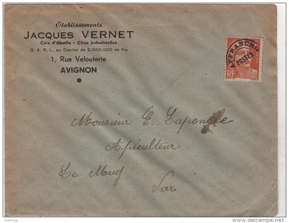 Enveloppe Publicitaire ABEILLES MIEL RUCHE BIENE HONEYBEE Jacques VERNET Avignon   LAPONCHE Apiculteur Le Muy Var - Abeilles