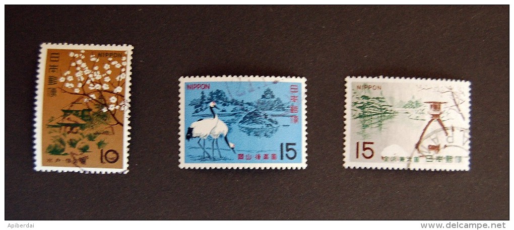 Japon - 1966-1967 Famous Japanese Gardens - 3 Stamps - Gebraucht