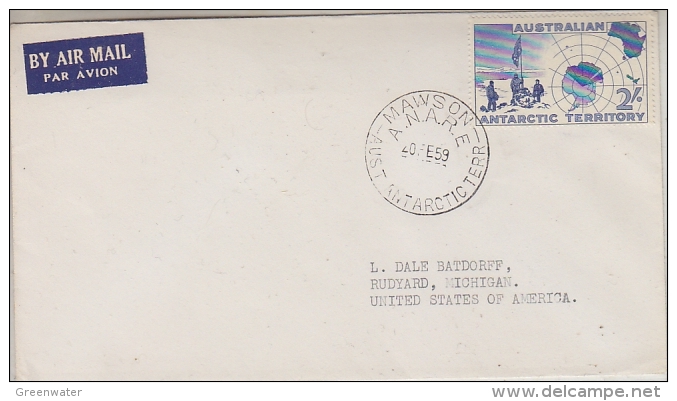 AAT 1959 Map FDC Ca Mawson 20 FE 59 (26975) - FDC