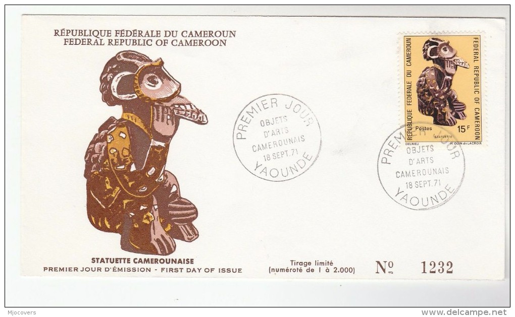 1971 CAMEROUN FDC Stamps ART STATUETTE  Cover Cameroon - Cameroon (1960-...)