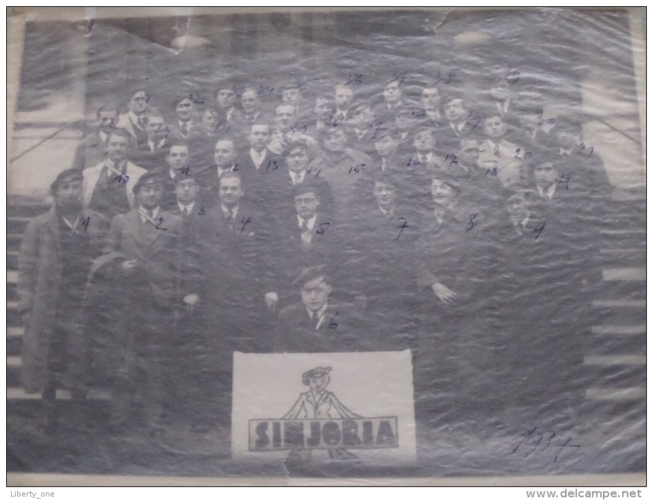 " SINJORIA " STUDENTEN VERENIGING ( Club ) Met NAMENLIJST Anno 1937 ( Achterzijde Namenlijst J. Geerts ) ! - Geïdentificeerde Personen