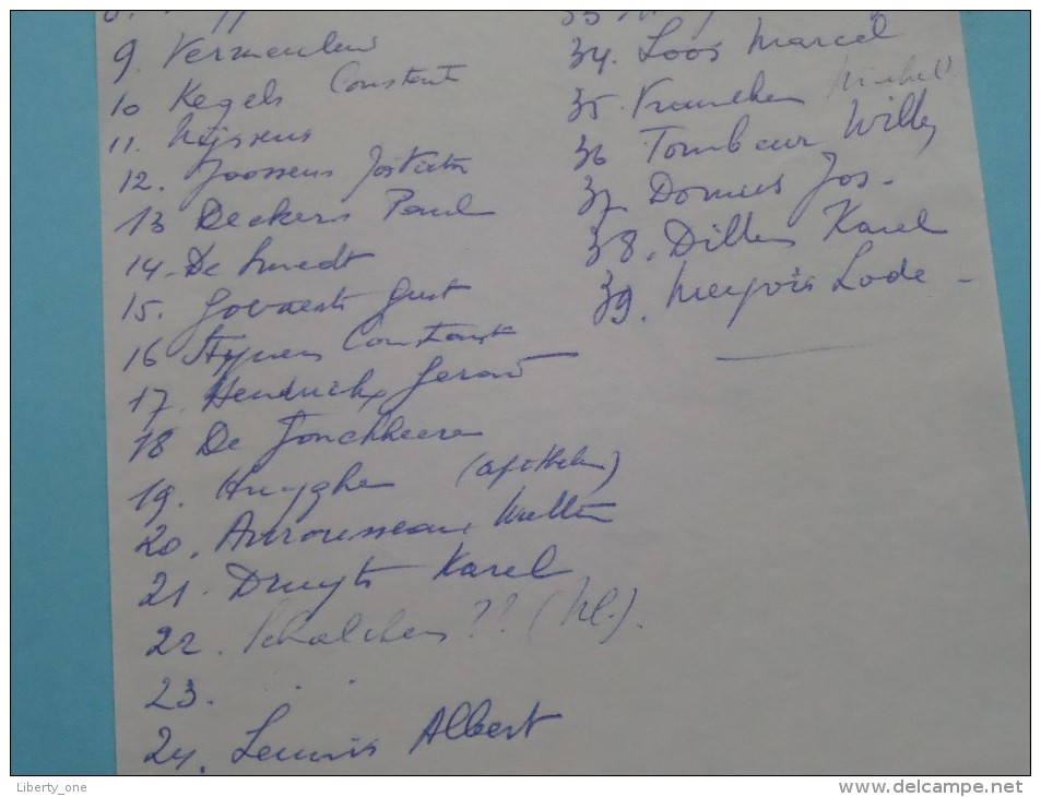 " SINJORIA " STUDENTEN VERENIGING ( club ) met NAMENLIJST Anno 1937 ( achterzijde Namenlijst J. Geerts ) !