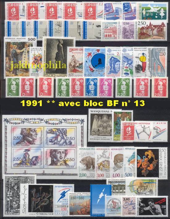 France Année 1991 Conplète NEUFS ** - LUXE Avec BF 13 - 1990-1999