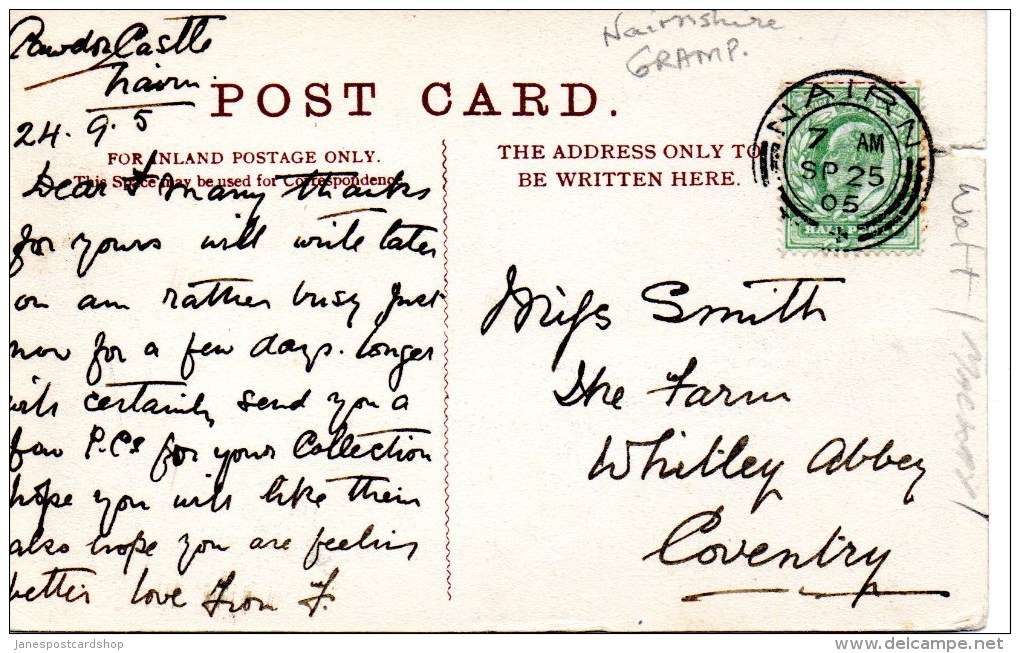 CAWDOR CASTLE - NAIRN - GRAMPIAN - SCOTLAND WITH GOOD NAIRN POSTMARK 1905 - Nairnshire