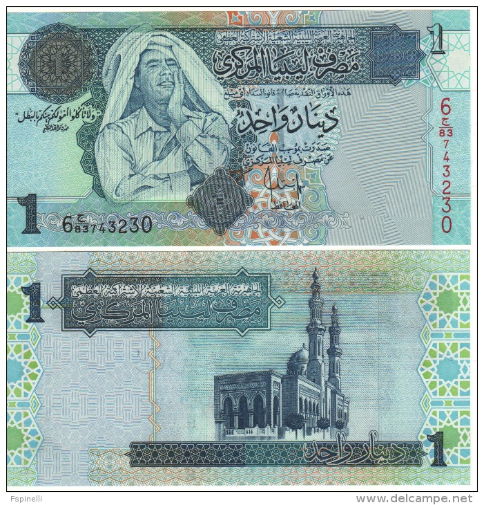 LIBYA  1 Dinars   P68b    ND  2004  Signature 10  UNC - Libye