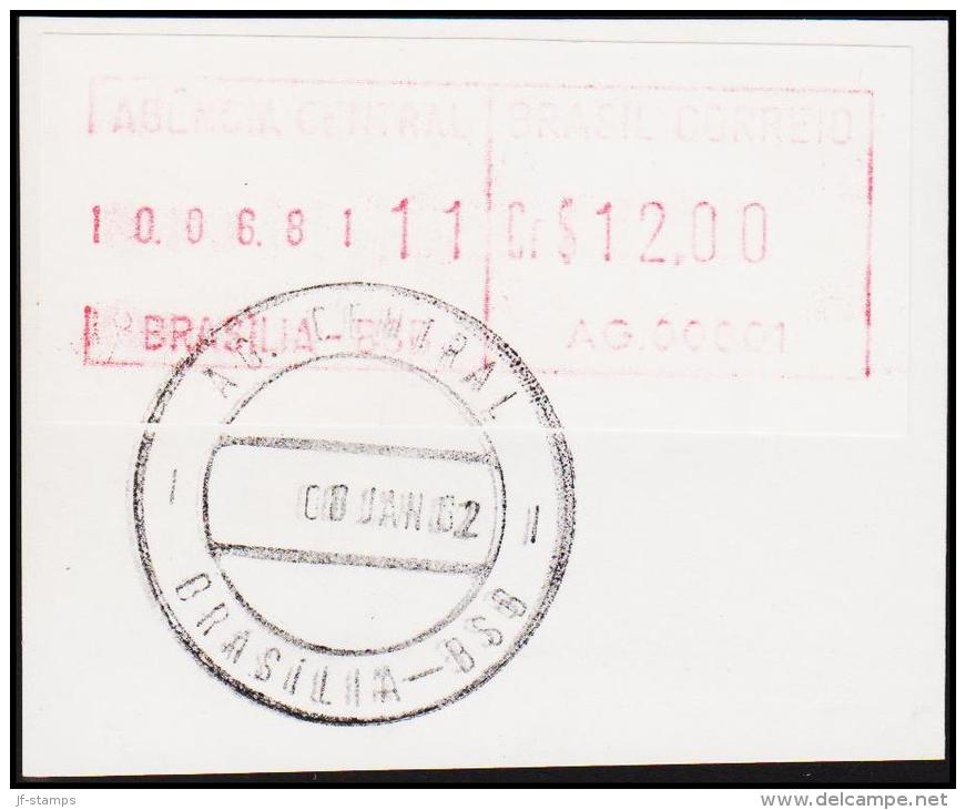 1982. BRASIL CORREIO Cr. $ 12.00 BRASILIA 08 JAN 82 (Michel: ) - JF192609 - Viñetas De Franqueo (Frama)