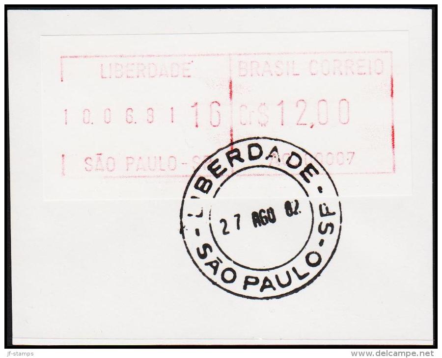 1982. BRASIL CORREIO Cr. $ 12.00 SAO PAULO 27 AGO 82 (Michel: ) - JF192615 - Franking Labels