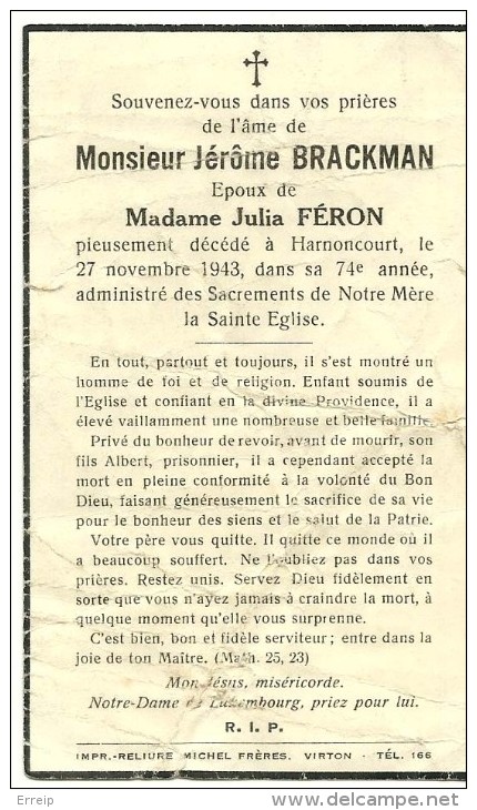 Rouvroy Harnoncourt Jerome Brackman Epoux De Julia Feron 1869 1943 - Rouvroy