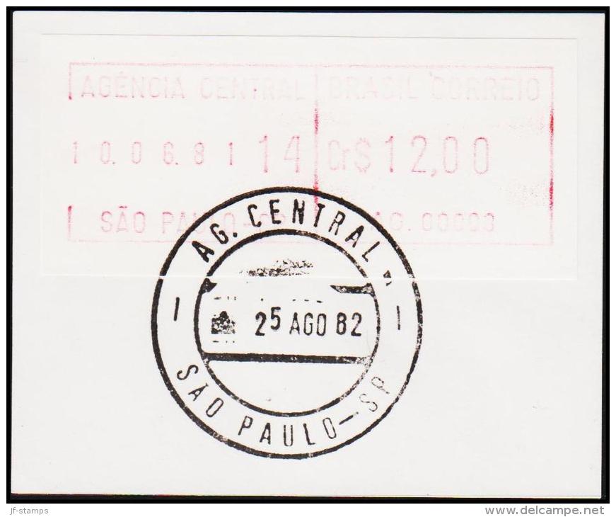 1982. BRASIL CORREIO Cr. $ 12.00 SAO PAULO 25 AGO 82 (Michel: ) - JF192616 - Viñetas De Franqueo (Frama)