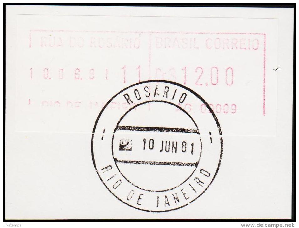1981. BRASIL CORREIO Cr. $ 12.00 RIO DE JANEIRO 10 JUN 81. (Michel: ) - JF192614 - Viñetas De Franqueo (Frama)