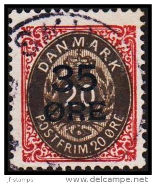 1912. Surcharge. 35 Øre On 20 Øre Grey/carmine. Normal Frame (Michel: 61I) - JF192650 - Ongebruikt