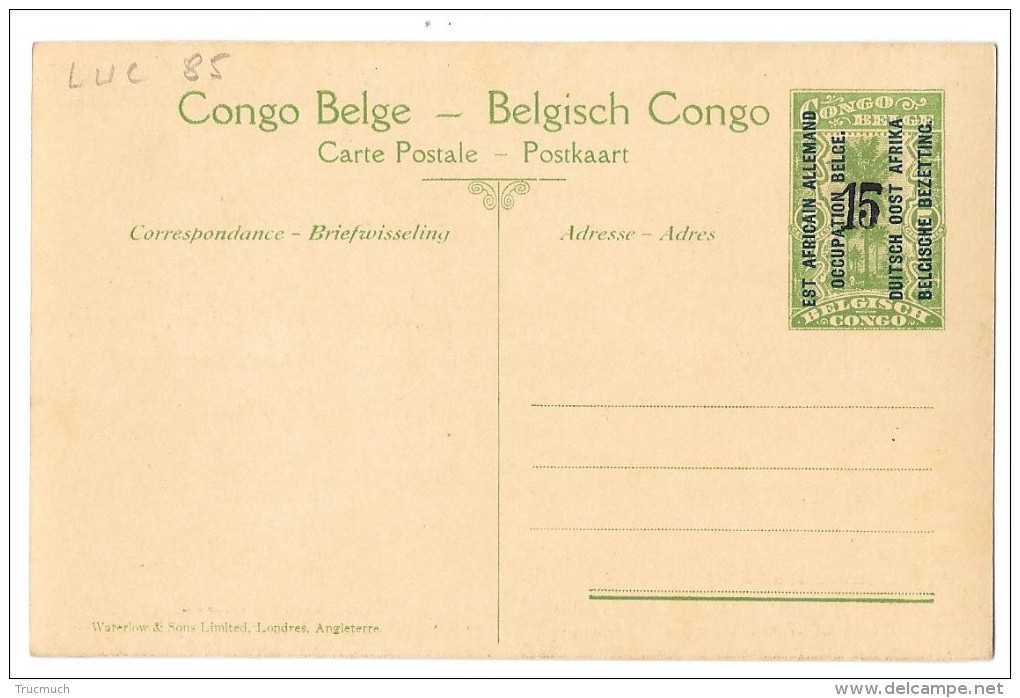 LUC 85 - EST AFRICAIN ALLEMAND (occupation Belge) - Village Watuzi *entier Postal Avec Surcharge* - Ruanda-Urundi