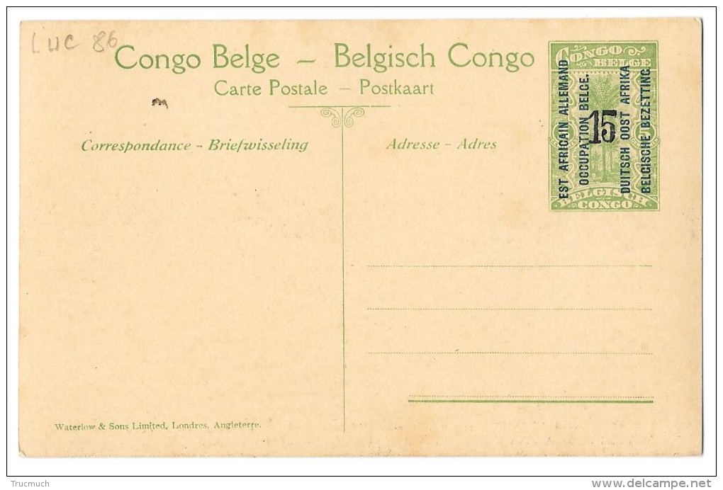 LUC 86 - EST AFRICAIN ALLEMAND (occupation Belge) - KAGERA *entier Postal Avec Surcharge* - Ruanda-Urundi