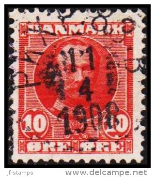 1907. King Frederik VIII. 10 Øre Red PKXP 83 B 11 4 1908. (Michel: 54) - JF192701 - Ungebraucht