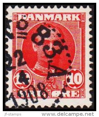 1907. King Frederik VIII. 10 Øre Red PKXP No 83A 22 4 1908. (Michel: 54) - JF192700 - Unused Stamps