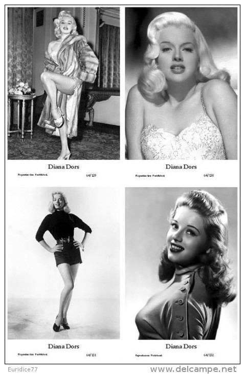 DIANA DORS - Film Star Pin Up - Publisher Swiftsure Postcards 2000 SET 129-32 - Artistes