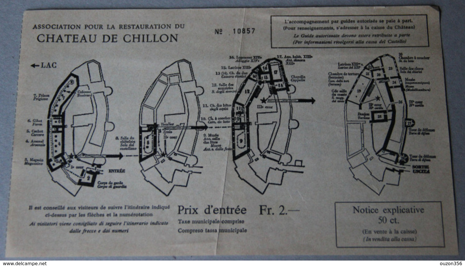 Dépliant CHÂTEAU DE CHILLON (SUISSE, Vaud, Montreux), Notice Guide - Dépliants Turistici