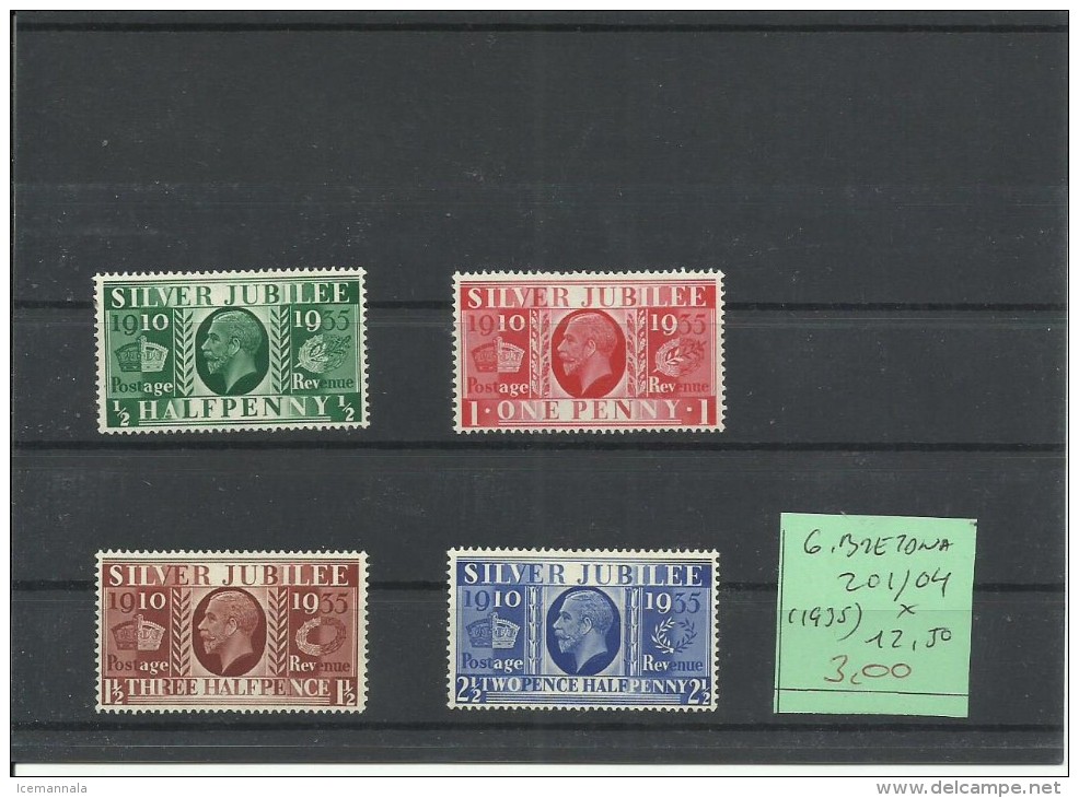 GRAN BRETAÑA  YVERT 201/4  MH  * - Unused Stamps