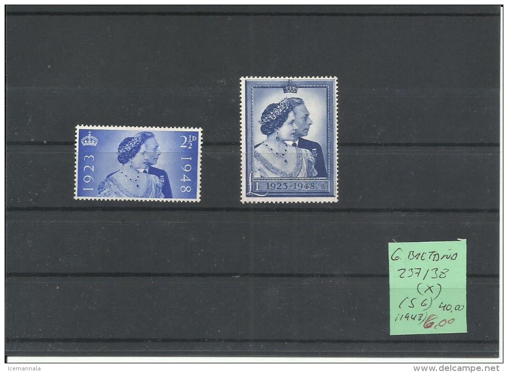 GRAN BRETAÑA  YVERT 237/38    (*)   (SIN GOMA) - Unused Stamps