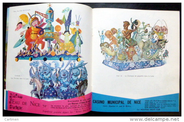 NICE CARNAVAL 1959 DEPLIANT PROGRAMME ALBUM OFFICIEL AVEC  BELLES ILLUTRATIONS DES CHARS - Dépliants Touristiques