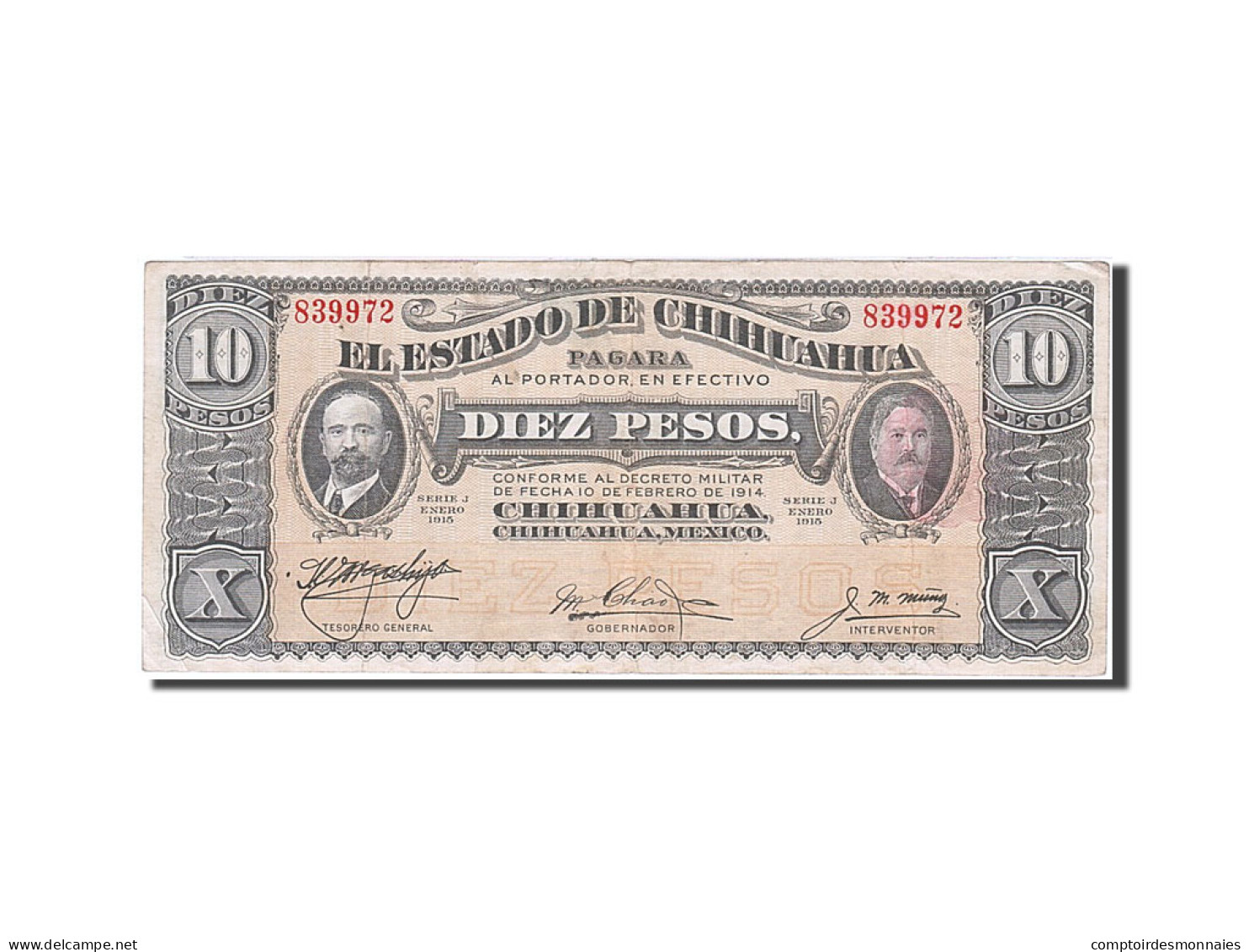 Billet, Mexico - Revolutionary, 10 Pesos, 1914, 1914-02-10, KM:S533c, TTB - Mexico