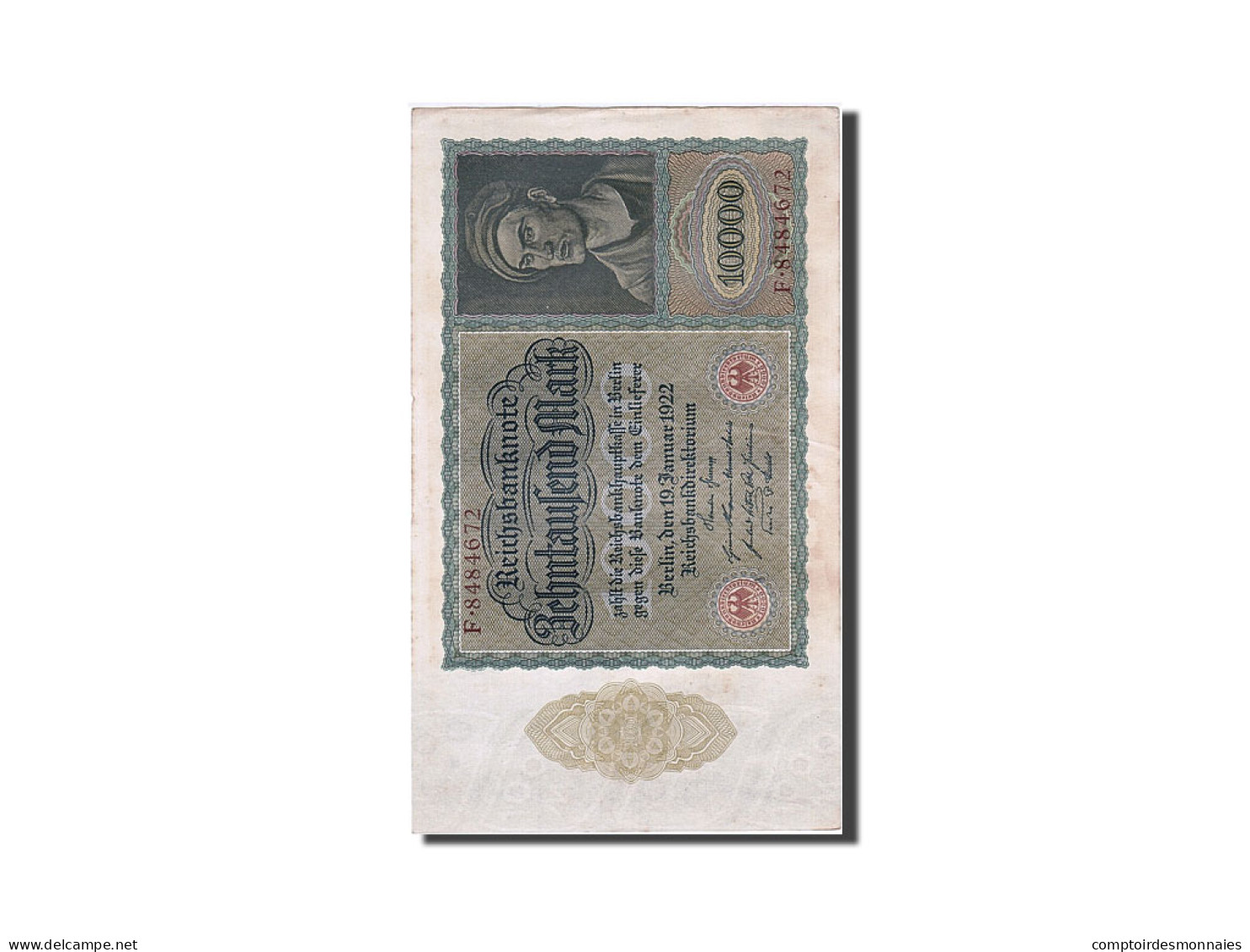 Billet, Allemagne, 10,000 Mark, 1922, 1922-01-19, KM:71, TTB+ - 10000 Mark