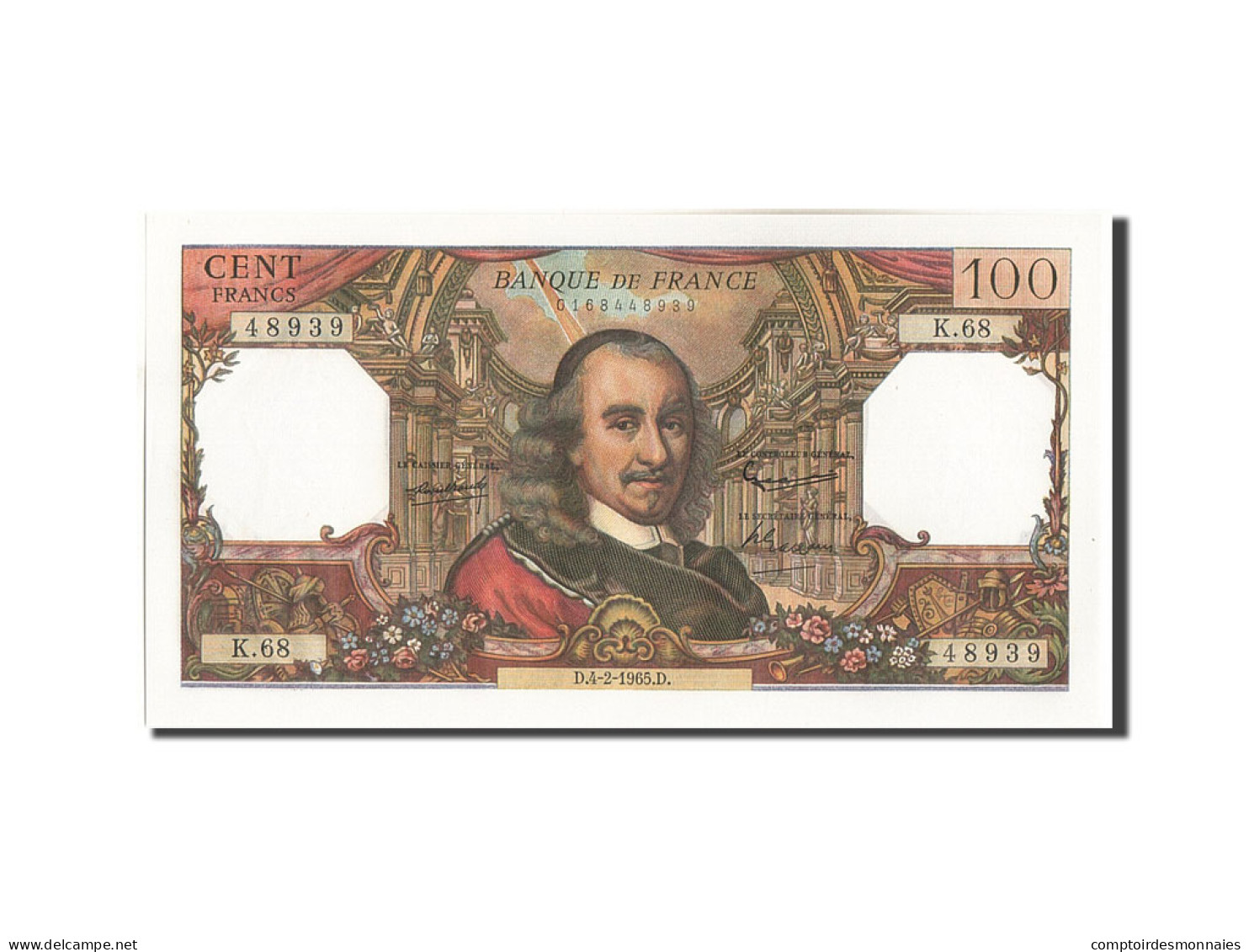 Billet, France, 100 Francs, 100 F 1964-1979 ''Corneille'', 1965, 1965-02-04 - 100 F 1964-1979 ''Corneille''