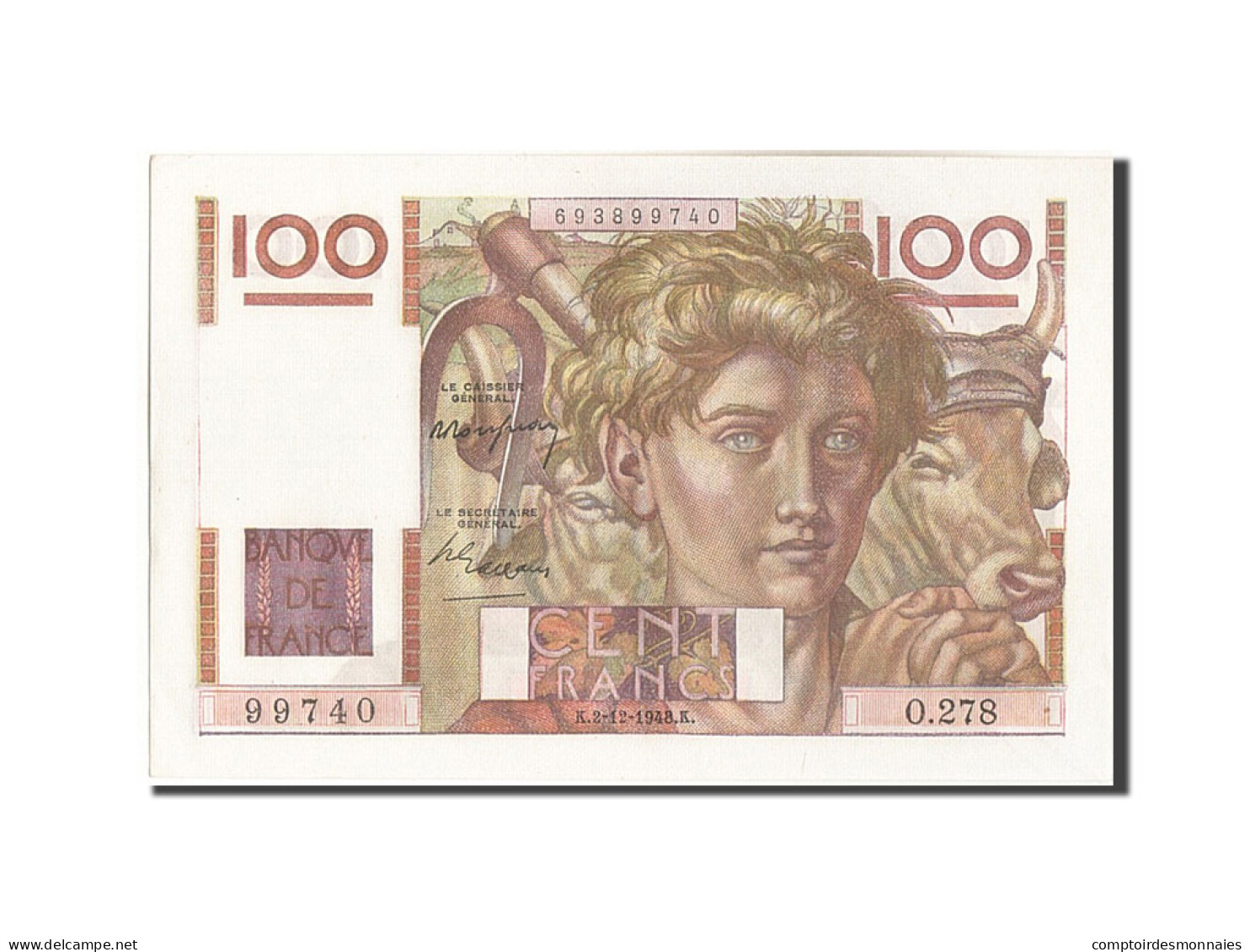 Billet, France, 100 Francs, 100 F 1945-1954 ''Jeune Paysan'', 1948, 1948-12-02 - 100 F 1945-1954 ''Jeune Paysan''