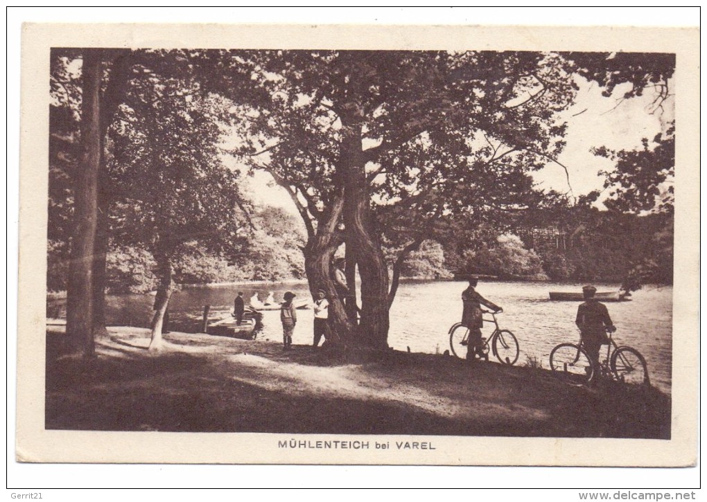 2930 VAREL, Mühlenteich, 1913, Radfahrer, Belebte Szene - Varel