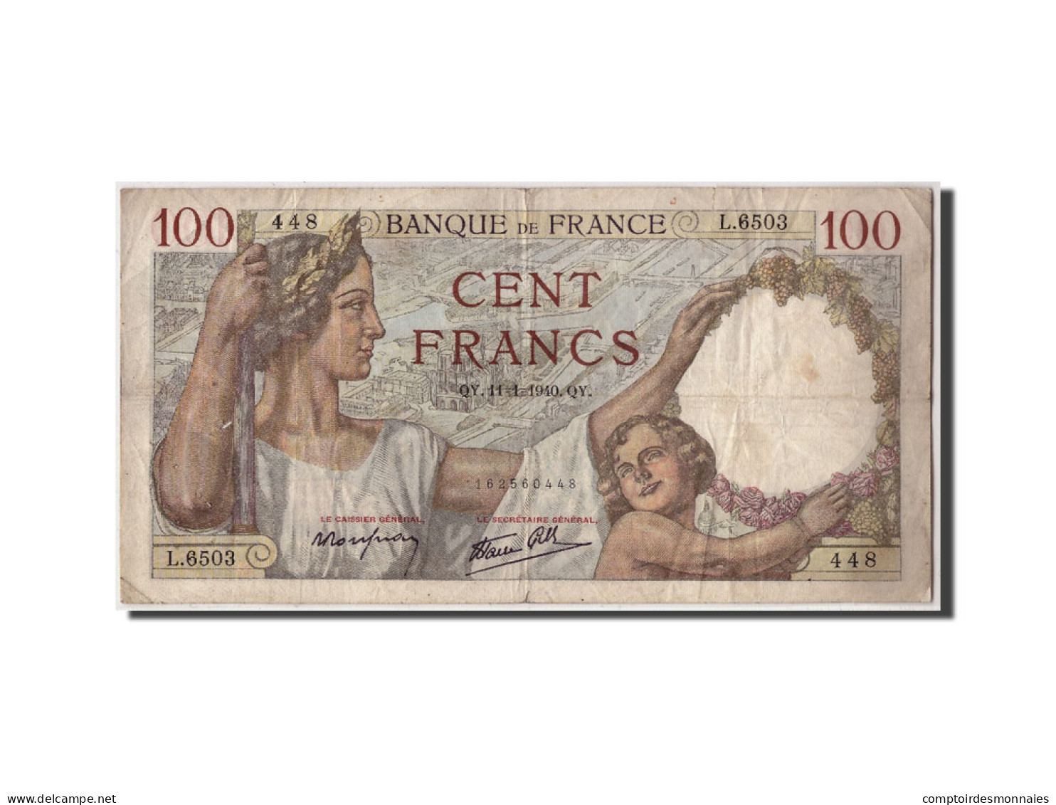 Billet, France, 100 Francs, 100 F 1939-1942 ''Sully'', 1940, 1940-01-11, TB+ - 100 F 1939-1942 ''Sully''