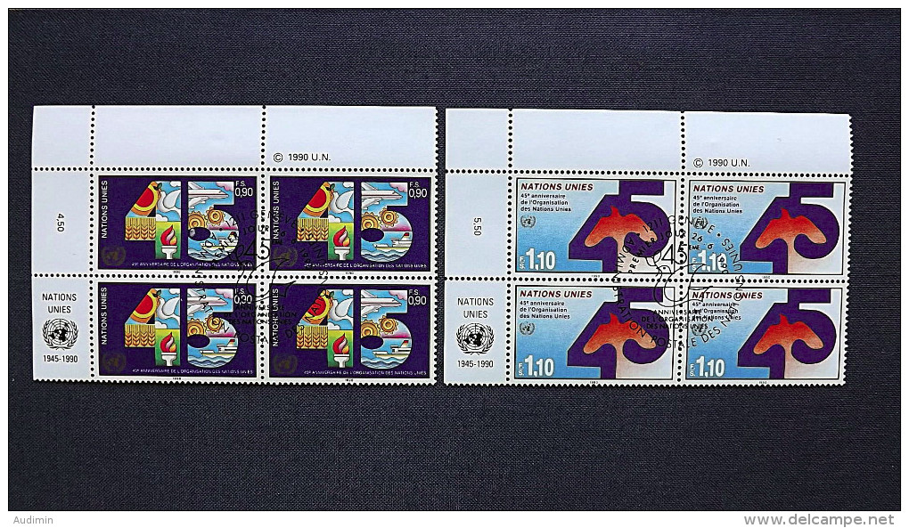 UNO-Genf 188/9 Eckrandviererblock ´A´, Oo/ESST, 45 Jahre Vereinte Nationen (UNO - Used Stamps